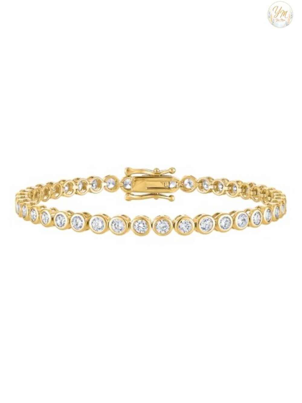 Tennis Bracelet for Women 24k Gold Plated Bezel Set CZ